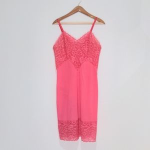 Vintage Vanity Fair Pink Lace Slip Dress Nightie Size 36